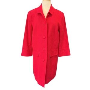 Talbot’s Pink Fuscia Classic Twill Tweed Textured Midi Trench Coat Size 12